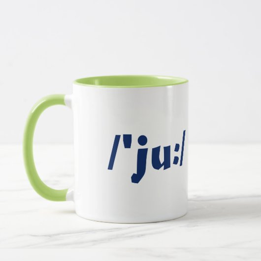 "Sie Felsen" in der Phonetik-Kaffee-Tasse Tasse (Links)