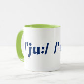 "Sie Felsen" in der Phonetik-Kaffee-Tasse Tasse (Vorderseite Links)