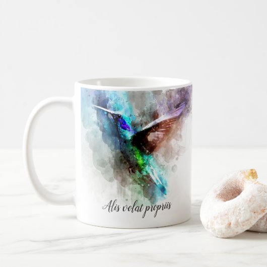 Sie fliegt mit ihren eigenen Flügeln - Alis volat Kaffeetasse (Mit Donut)