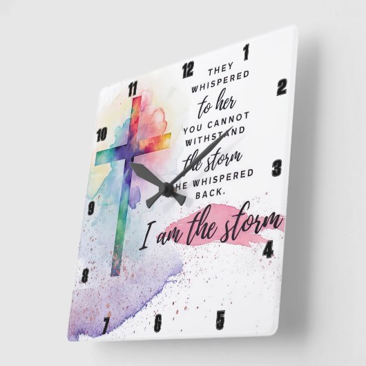Sie flüsterte zurück. Ich bin der Sturm. Quadratische Wanduhr (Winkel)