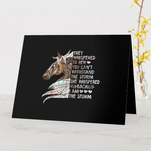 Sie flüsterte zurück, ich bin der Sturm Reitpferd Karte (Gelbe Blume)