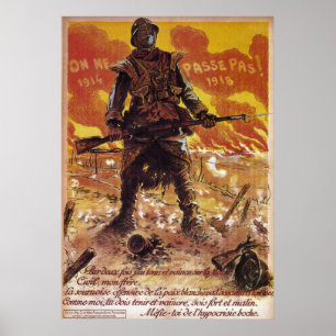 Sie führen nicht ~ Frankreich ~ Ersten Weltkrieg Poster