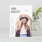 Sie gab den Weißen Abschluss bekannt Einladung (Stehend Vorderseite)