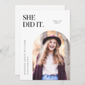 Sie gab den Weißen Abschluss bekannt Einladung (Vorne/Hinten)