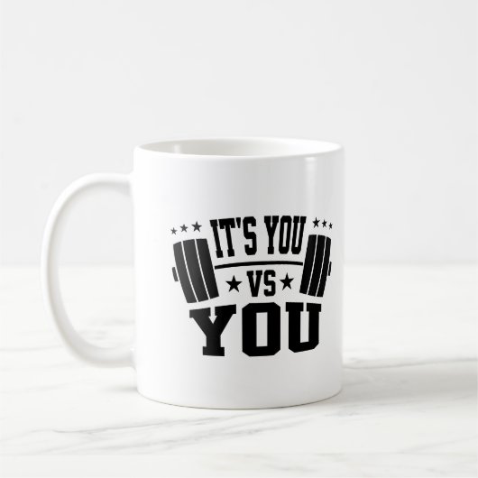 Sie gegen Sie trainieren Motivation Cool Gym Lover Kaffeetasse (Links)