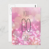 Sie gehen Mädchen - rosa Glitzern Inspiration Zita Postkarte (Vorne/Hinten)