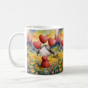 SIE GIBT ALLE LIEBE IN IHREM HERZEN KAFFEETASSE