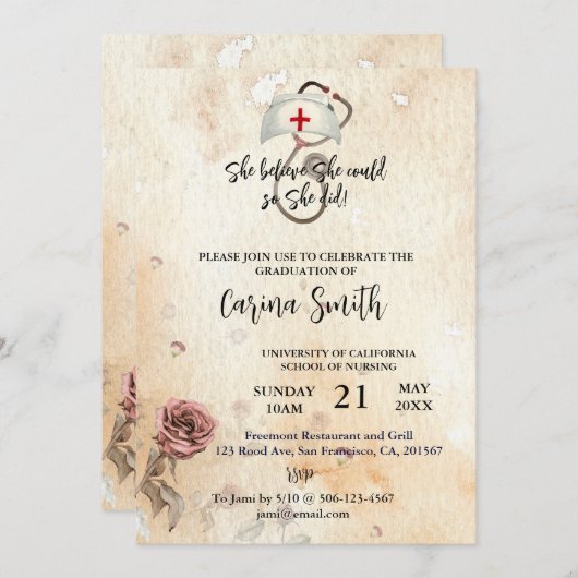 Sie glaubt, dass sie Abschluss ernähren könnte Einladung (Vorne/Hinten)