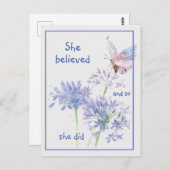 "Sie glaubte an Motivierend Zitat Butterfly Postkarte (Vorne/Hinten)