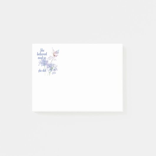 "Sie glaubte daran und so Zitat Schmetterling Post-it Klebezettel (Vorderseite)
