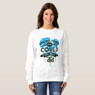 Sie glaubte, dass sie das tun könne Blauer Blume Sweatshirt