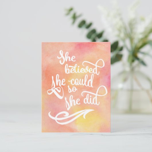 Sie glaubte, dass sie das tun könne postkarte (Stehend Vorderseite)