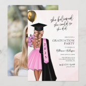 Sie glaubte, dass sie eine Graduiertenparty machen Einladung (Vorne/Hinten)