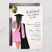 Sie glaubte, dass sie eine Graduiertenparty machen Einladung (Vorne/Hinten)