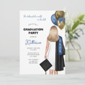 Sie glaubte, dass sie einen blauen Girl-Abschluss Einladung (Stehend Vorderseite)