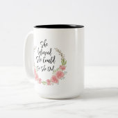 Sie glaubte, dass sie einen Blumenzettel machen kö Zweifarbige Tasse (Vorderseite Links)