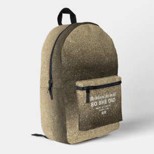 Sie glaubte, dass sie falschen Goldglitter funkeln Bedruckter Rucksack