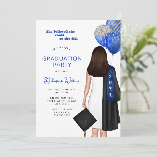 Sie glaubte, dass sie Foto-Abitur-Party machen kön Einladung (Stehend Vorderseite)