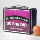 Sie glaubte, dass sie Glitzern mit schwarzpinken G Metall Brotdose (Beispiel)