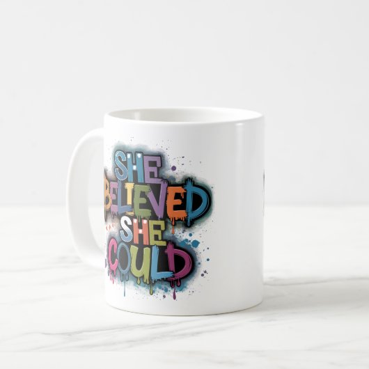 Sie glaubte, dass sie kaffeetasse (Vorderseite Links)