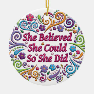 Sie glaubte, dass sie rundet Weihnachtsverzierung Keramik Ornament