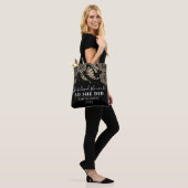 Sie glaubte, dass sie schwarze Gold-Blume floral Tasche (Am Model)