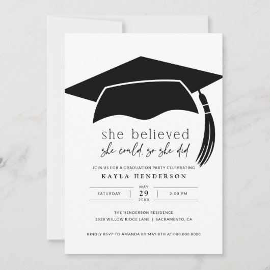 Sie glaubte, dass sie zur Graduiertenparty eingela Einladung (Vorderseite)