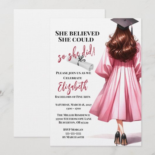 Sie glaubte, sie könne also Abschluss machen Einladung (Vorne/Hinten)