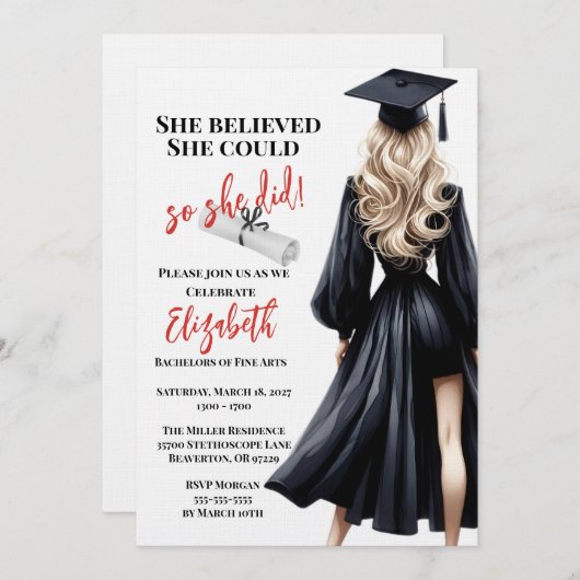 Sie glaubte, sie könne also Abschluss machen Einladung (Vorne/Hinten)