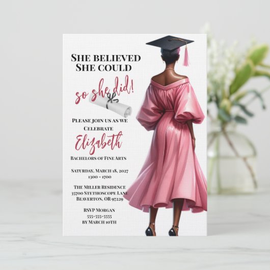 Sie glaubte, sie könne also Abschluss machen Einladung (Stehend Vorderseite)