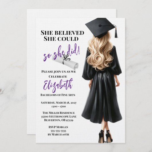 Sie glaubte, sie könne also Abschluss machen Einladung (Vorne/Hinten)