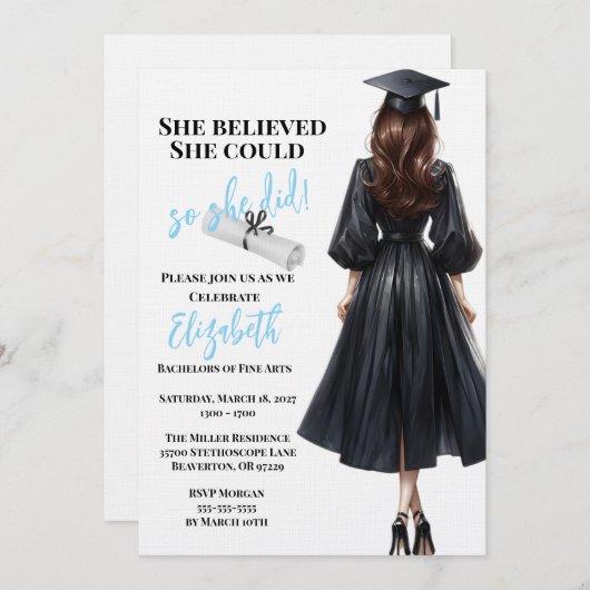 Sie glaubte, sie könne also Abschluss machen Einladung (Vorne/Hinten)