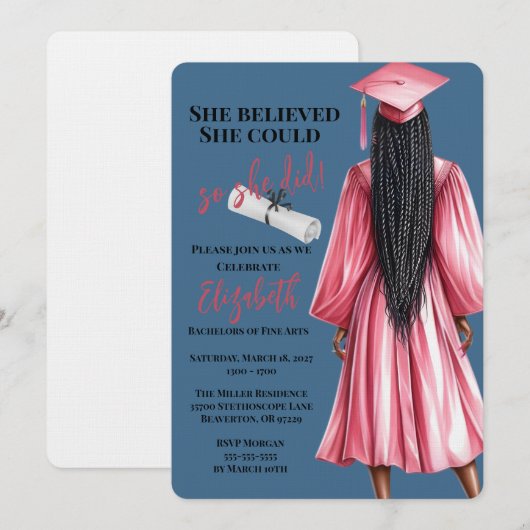 Sie glaubte, sie könne also Abschluss machen Einladung (Vorne/Hinten)