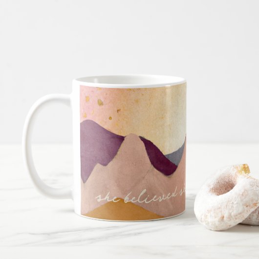 Sie glaubte, sie könne also Boho Mountains Kaffeetasse (Mit Donut)