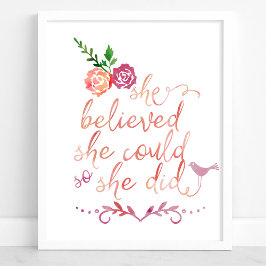 Sie glaubte, sie könne einen Wasserfarbenvoranschl Poster