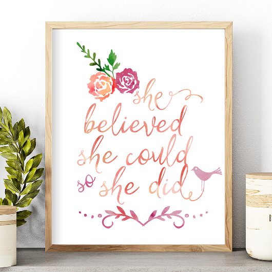 Sie glaubte, sie könne einen Wasserfarbenvoranschl Poster