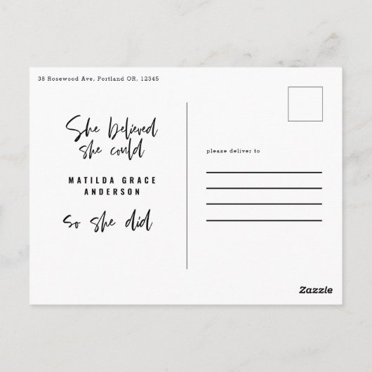 Sie glaubte, sie könne es, also tat sie Abschluss Postkarte (Rückseite)