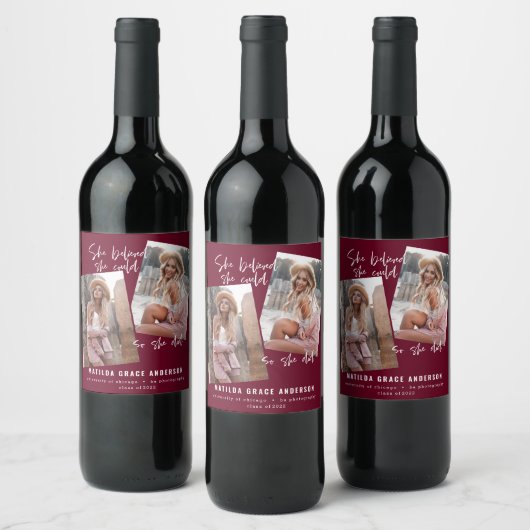 Sie glaubte, sie könne es, also tat sie Abschluss  Weinetikett (Flaschen)