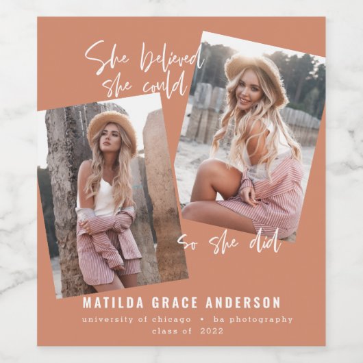 Sie glaubte, sie könne es, also tat sie Abschluss Weinetikett (Einzelnes Label)