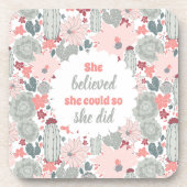 Sie glaubte, sie könne es, also tat sie kakteen su getränkeuntersetzer (Vorderseite)