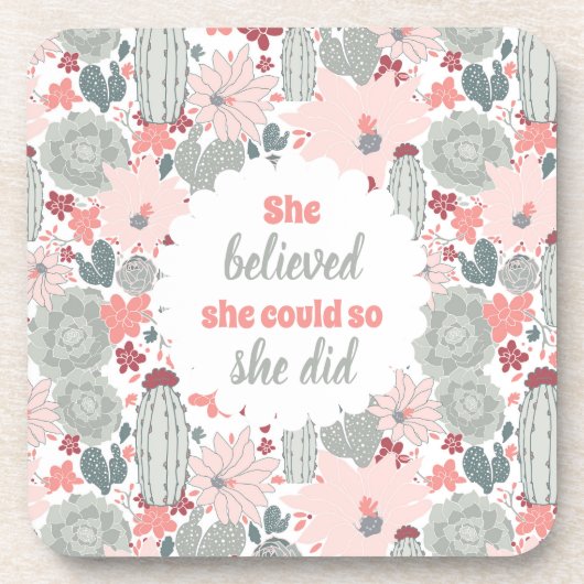 Sie glaubte, sie könne es, also tat sie kakteen su getränkeuntersetzer (Vorderseite)