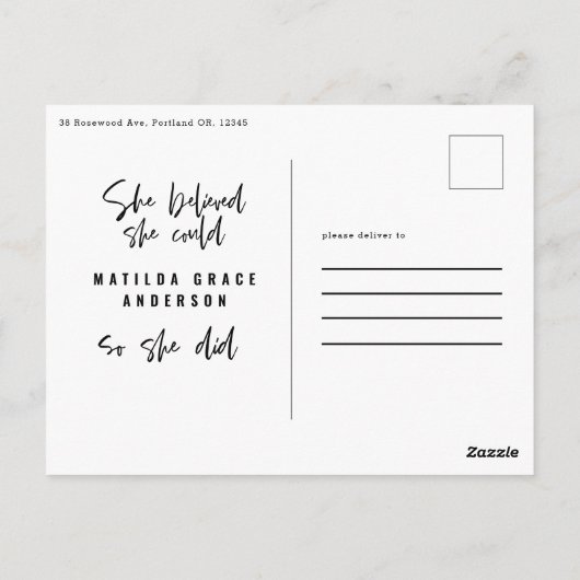 Sie glaubte, sie könne es schaffen, sodass sie Abs Postkarte (Rückseite)