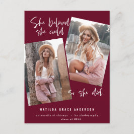 Sie glaubte, sie könne es schaffen, sodass sie Abs Postkarte