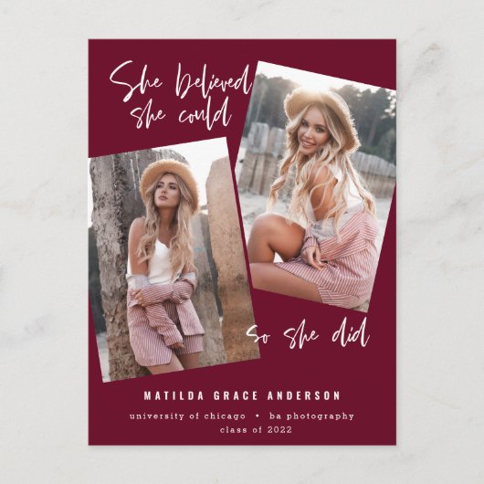 Sie glaubte, sie könne es schaffen, sodass sie Abs Postkarte (Vorderseite)