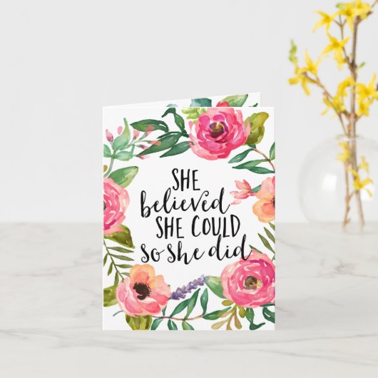 Sie glaubte, sie könne es tun, also glaubte sie karte (Gelbe Blume)