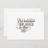 Sie glaubte, sie könne es tun, also glaubte sie postkarte (Vorne/Hinten)