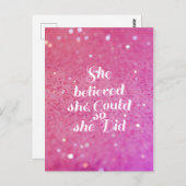 Sie glaubte, sie könne es tun, also glaubte sie postkarte (Vorne/Hinten)