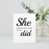 Sie glaubte, sie könne es tun, also postkarte (Stehend Vorderseite)