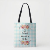 Sie glaubte, sie könne Gingham Blume malen Tasche (Vorderseite)