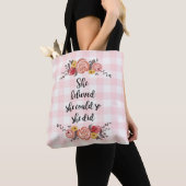 Sie glaubte, sie könne Gingham Blume malen Tasche (Von Nahem)